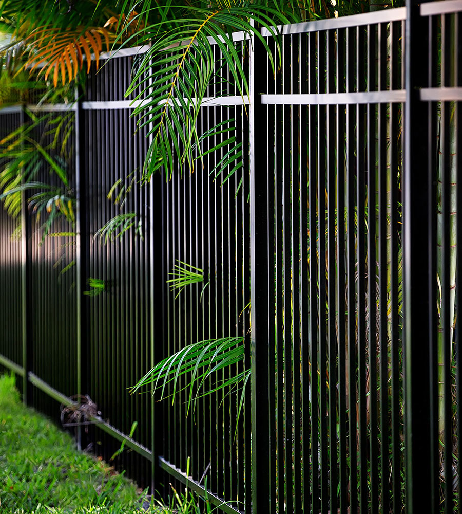 aluminum fence in the cool of the night around beaumont in texas