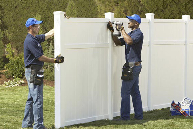 pvc fence being installed in beaumont tx